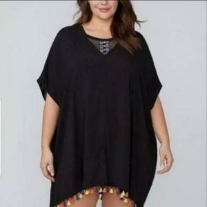 Lane Bryant Cacique Black Swim Dolman Coverup